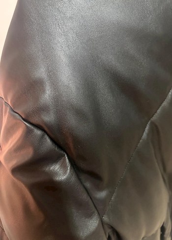 Kadın Siyah Deri mont - Görsel 4