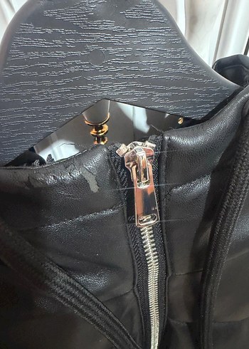 Kadın Siyah Deri mont - Görsel 5