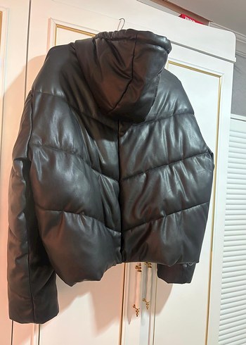 Kadın Siyah Deri mont - Görsel 3
