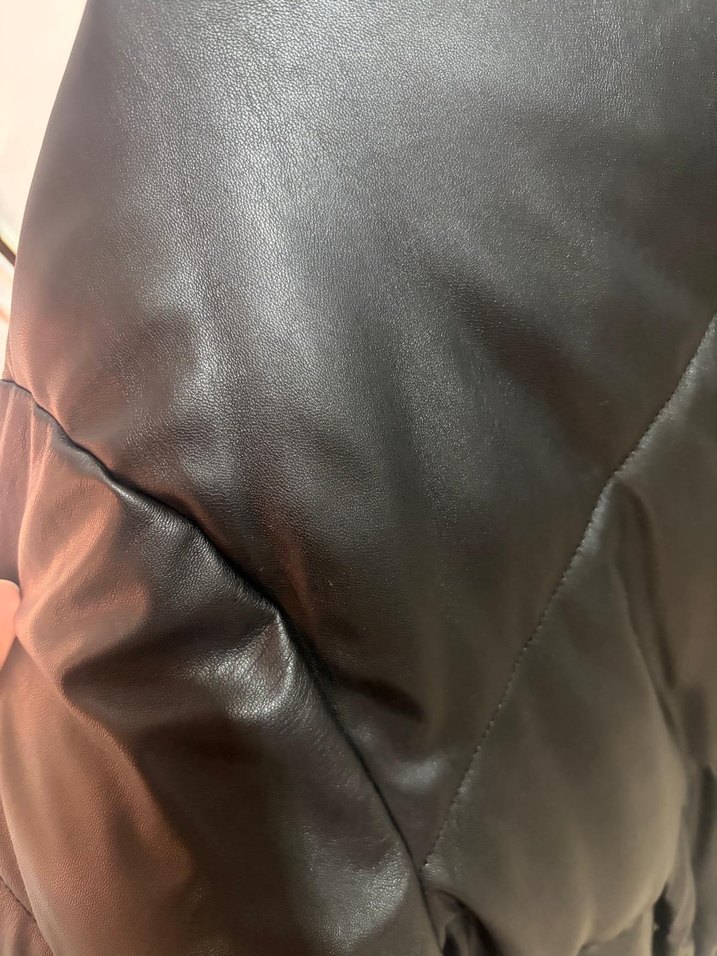 Kadın Siyah Deri mont - Görsel 4