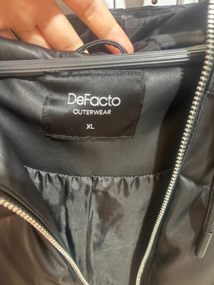 Kadın Siyah Deri mont - Görsel 2