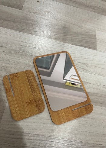 Bej Ahşap Çerçeveli Masa Aynası - Görsel 3