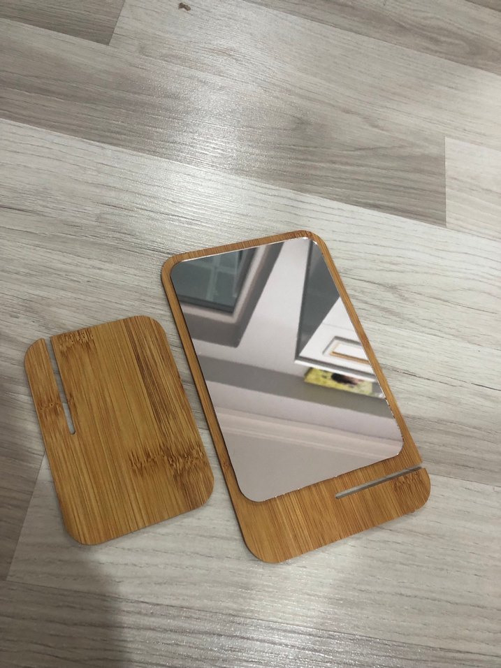 Bej Ahşap Çerçeveli Masa Aynası - Görsel 3