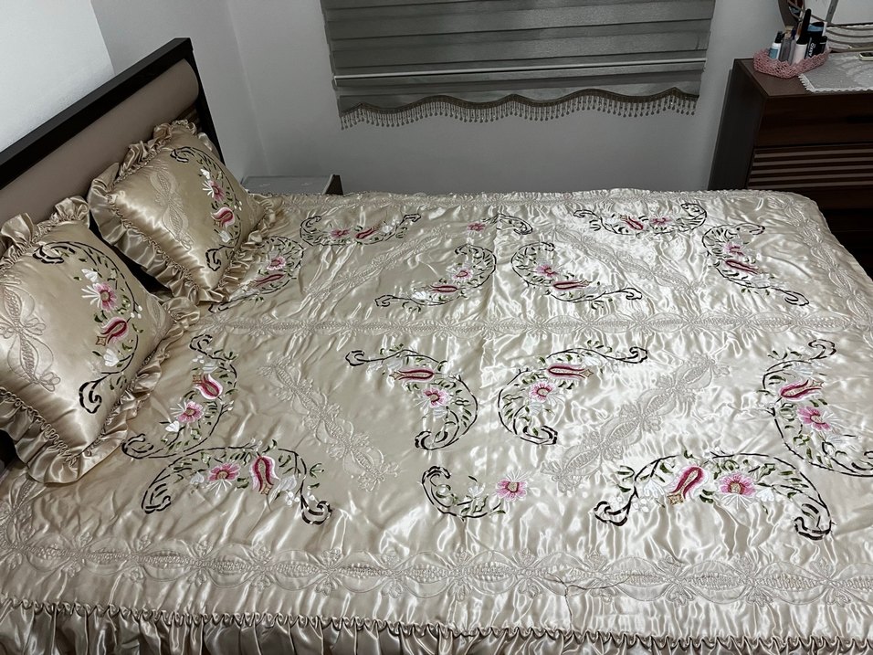 Vintage İşlemeli Parlak Yatak Örtüsü - Görsel 5
