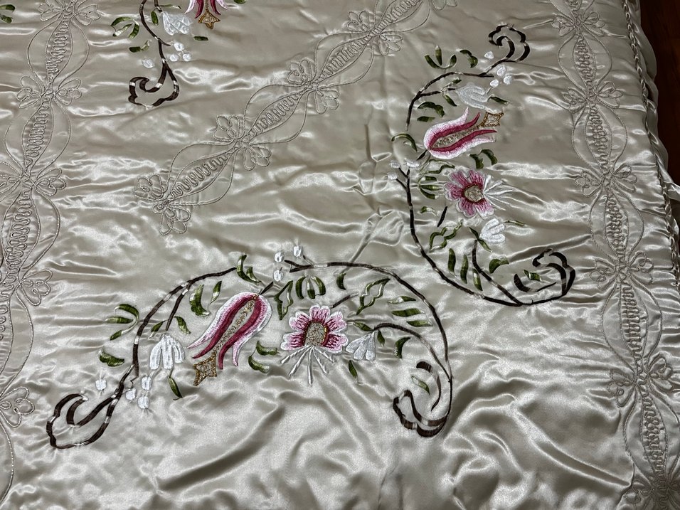 Vintage İşlemeli Parlak Yatak Örtüsü - Görsel 3