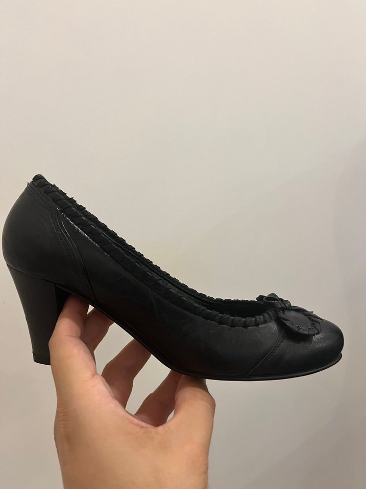 Tokalı Siyah Kadın Topuklu Stiletto %100 Gerçek Deri - Görsel 2