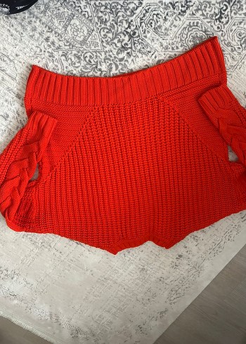 Turuncu Örgü Kadın Triko Kazak - Görsel 4