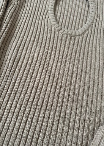 Bej Örgü Kadın Boğazlı sırt dekolteli Kazak - Görsel 4