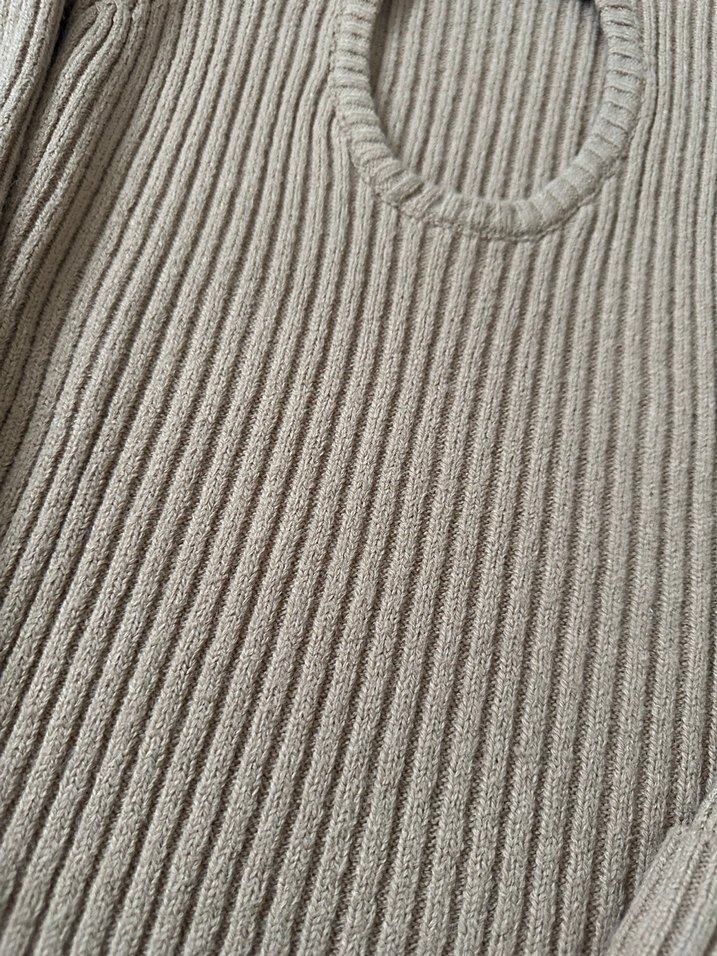 Bej Örgü Kadın Boğazlı sırt dekolteli Kazak - Görsel 4