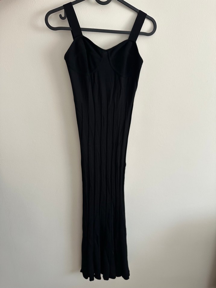 H&M Siyah Midi Askılı Elbise - Görsel 2