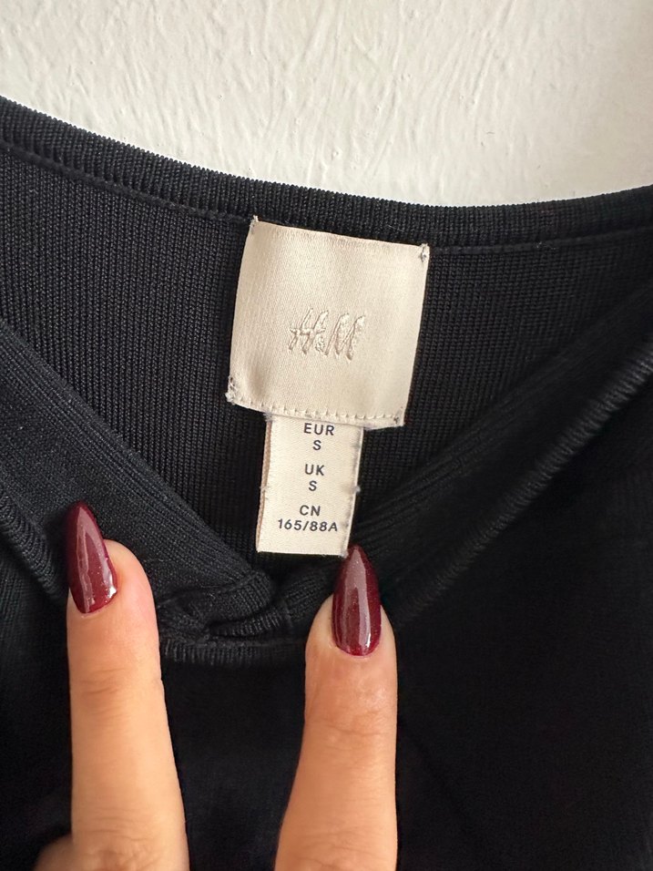 H&M Siyah Midi Askılı Elbise - Görsel 5