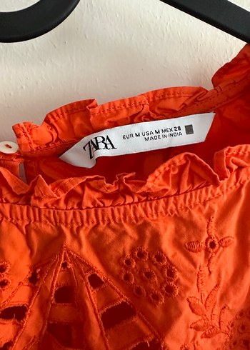 Turuncu Nakışlı Zara elbise - Görsel 3