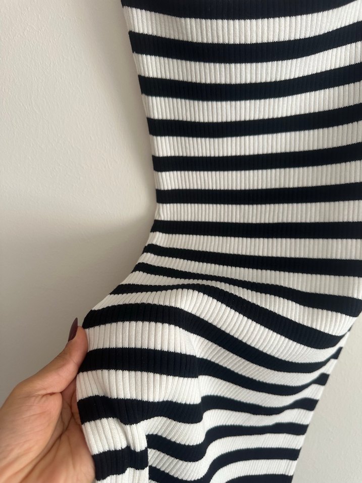 Bershka Çizgili Uzun Straplez Elbise - Görsel 5