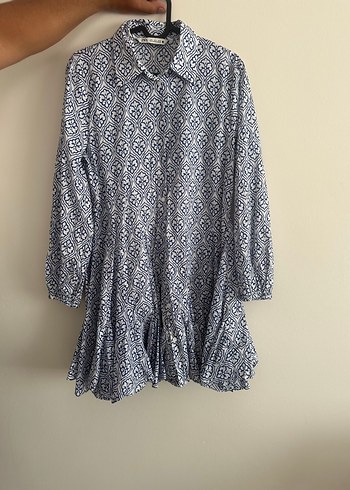 Uzun Kollu, Yakalı, Volanlı Mini Elbise - Görsel 2