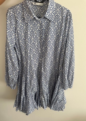 Uzun Kollu, Yakalı, Volanlı Mini Elbise - Görsel 4