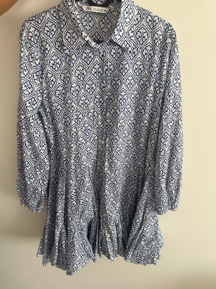 Uzun Kollu, Yakalı, Volanlı Mini Elbise - Görsel 4