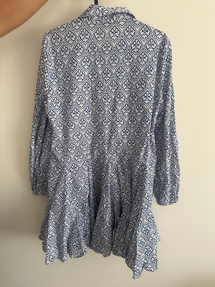 Uzun Kollu, Yakalı, Volanlı Mini Elbise - Görsel 5