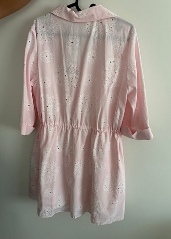 Zara Pembe Nakışlı Düğmeli Elbise - Görsel 5