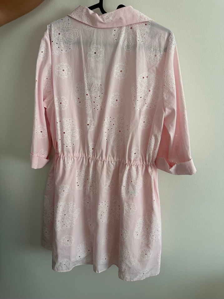 Zara Pembe Nakışlı Düğmeli Elbise - Görsel 5