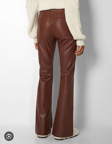 Bershka Suni Deri Flare Pantolon