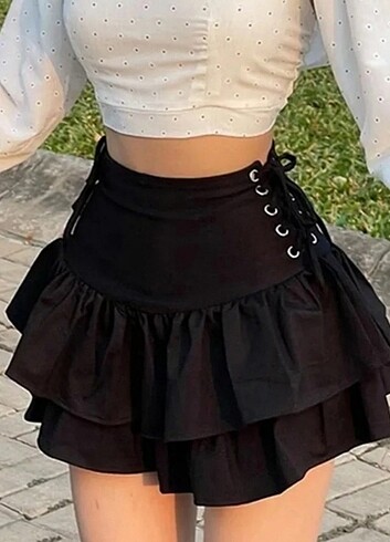 Y2K Gothic Bağlamalı Etek