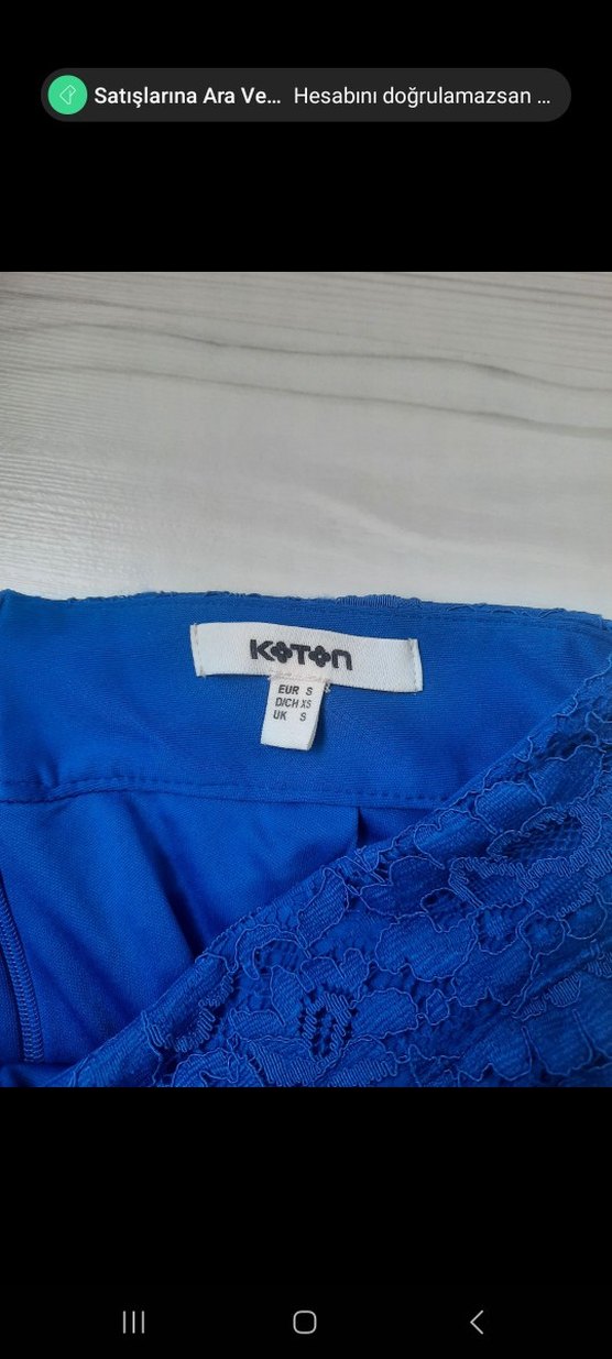 Dantel Detaylı Mavi Kadın Uzun Etek - Görsel 3