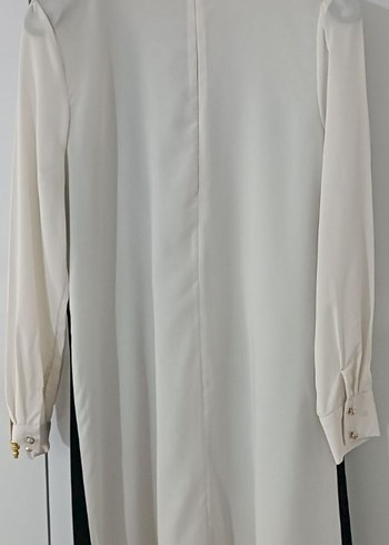 Beyaz Yakalı Uzun Kollu Siyah Fermuarlı tunik - Görsel 3