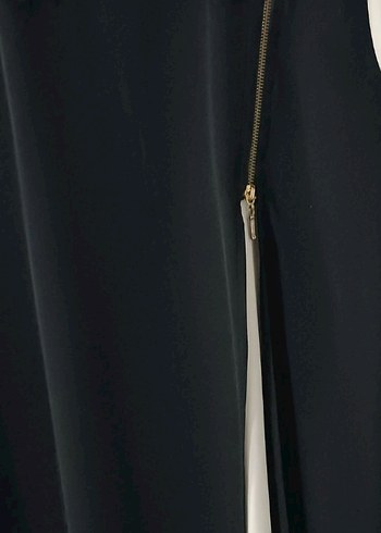 Beyaz Yakalı Uzun Kollu Siyah Fermuarlı tunik - Görsel 2