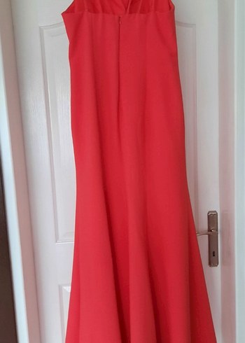 Kırmızı Drapeli Uzun Abiye Elbise - Görsel 4