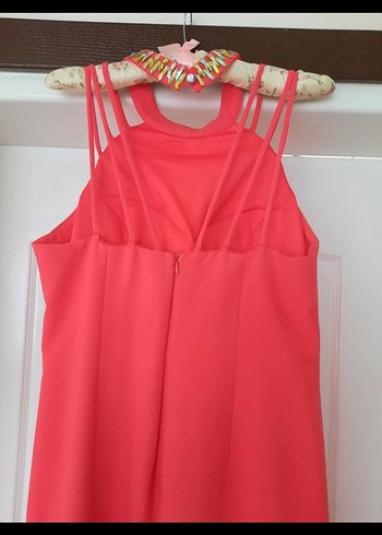 Kırmızı Drapeli Uzun Abiye Elbise - Görsel 3