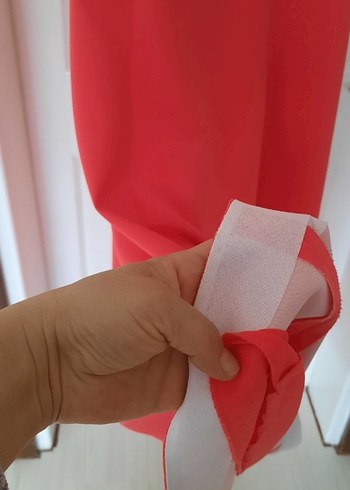 Kırmızı Drapeli Uzun Abiye Elbise - Görsel 5