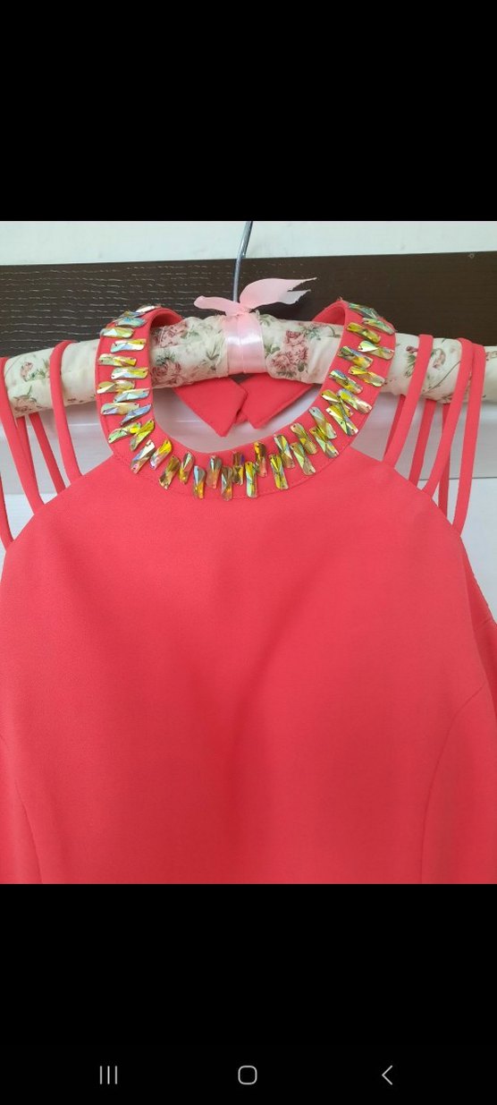 Kırmızı Drapeli Uzun Abiye Elbise - Görsel 2