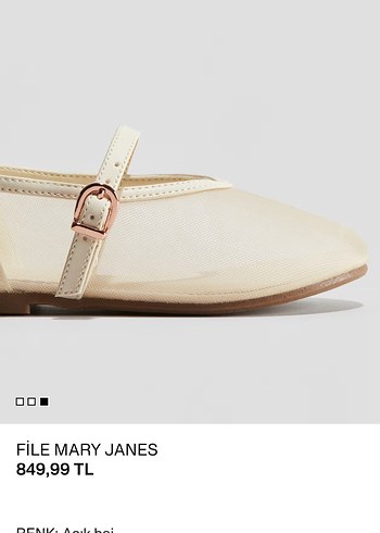 Kız Çocuk Açık Bej File Mary Janes - Görsel 3