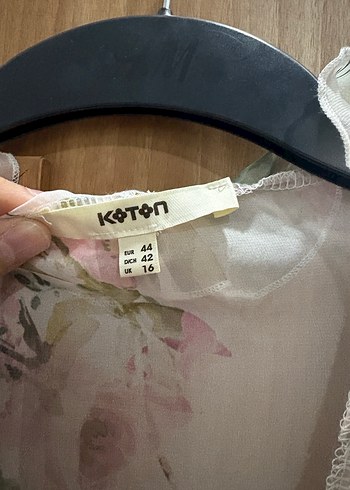 44 Beden Pembe Çiçek Desenli Bohem Uzun Kollu Bluz