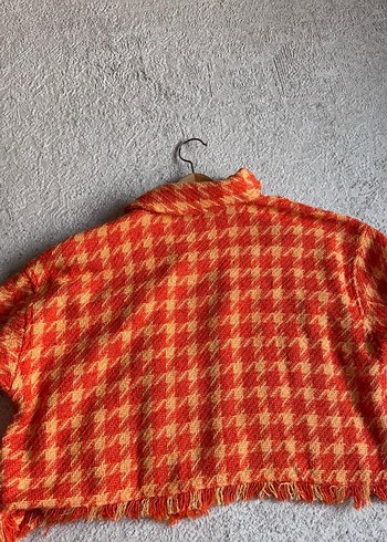 Düğmeli Kırmızı Salaş Kadın ceket - Görsel 3