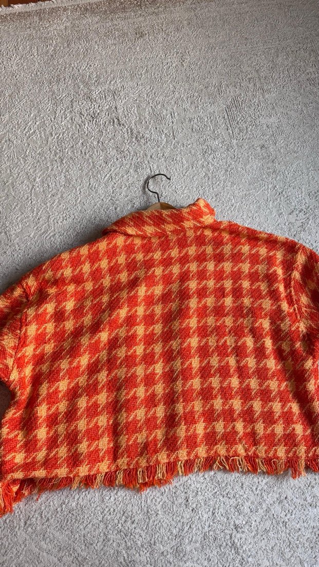 Düğmeli Kırmızı Salaş Kadın ceket - Görsel 3