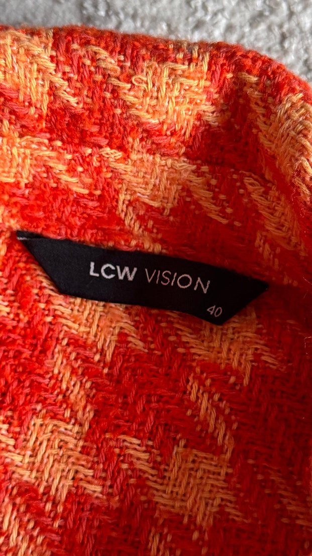 Düğmeli Kırmızı Salaş Kadın ceket - Görsel 2