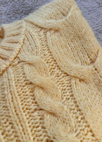 Sarı Örgü Kadın Kazak - Görsel 4