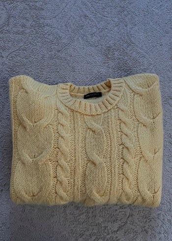 Sarı Örgü Kadın Kazak - Görsel 7