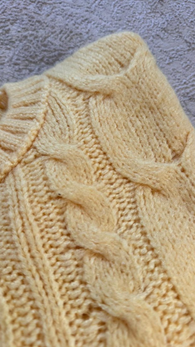 Sarı Örgü Kadın Kazak - Görsel 4