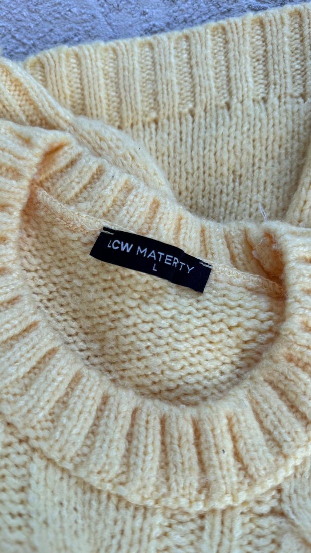 Sarı Örgü Kadın Kazak - Görsel 3