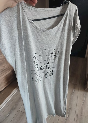 Gri Baskılı Hamile Tişörtü, Kısa Kollu, Salaş - Görsel 4