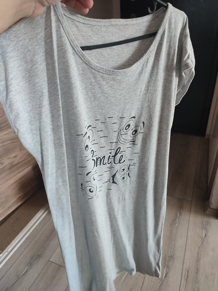 Gri Baskılı Hamile Tişörtü, Kısa Kollu, Salaş - Görsel 4