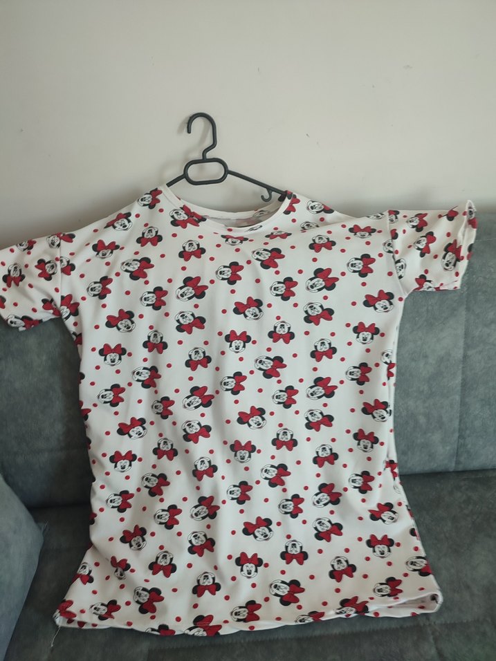 Baskılı Beyaz Hamile Tişörtü, Kısa Kollu, Düğmeli - Görsel 2