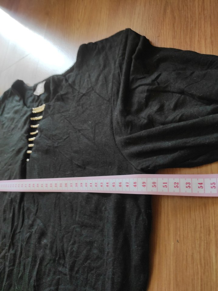 Siyah taş detaylı penye bluz - Görsel 4