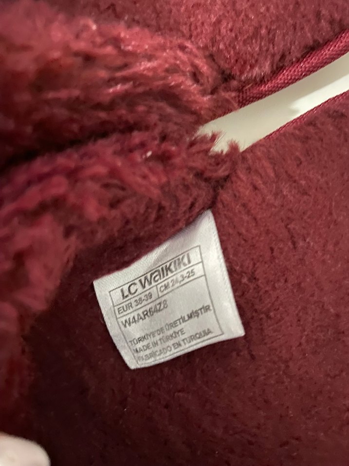 Bordo Kadın Peluş Ev Terliği - Görsel 2