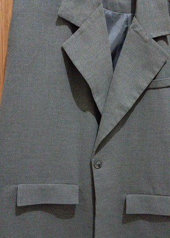 Düğmeli Gri kadin blazer Yelek - Görsel 2