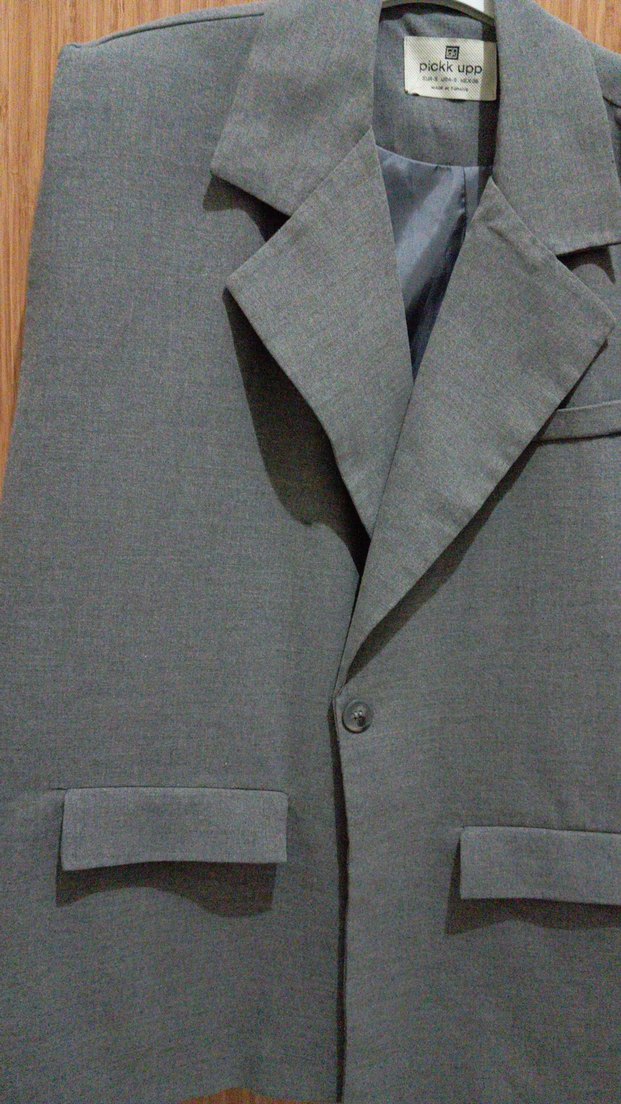 Düğmeli Gri kadin blazer Yelek - Görsel 2