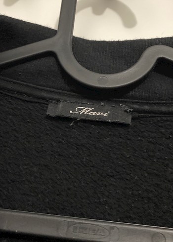 Mavi Fermuarlı Siyah Kadın Sweatshirt