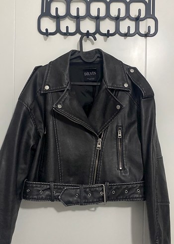 Dilvin Siyah Deri Biker Ceket